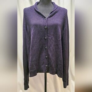 Talbots Navy Button Front Shawl Collar Cardigan Sweater XL